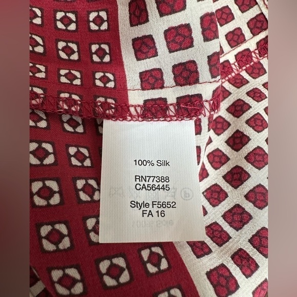 Madewell short sleeve silk blouse xxs red and cream - Picture 5 of 6